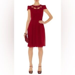 Karen Millen Red Silk Pleated Dress